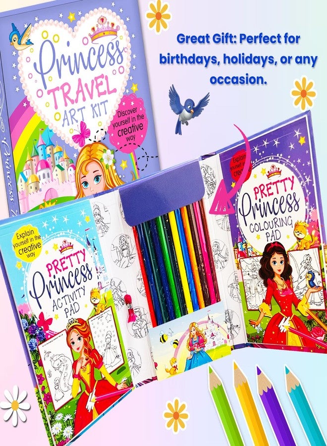 BRIJBASI Hello Friend Princess Travel Colouring Book Set and Art Kit With Black and White Sheets with 8 Full-Size Colour Pencils, 4+ yrs Old Kids - Image 3